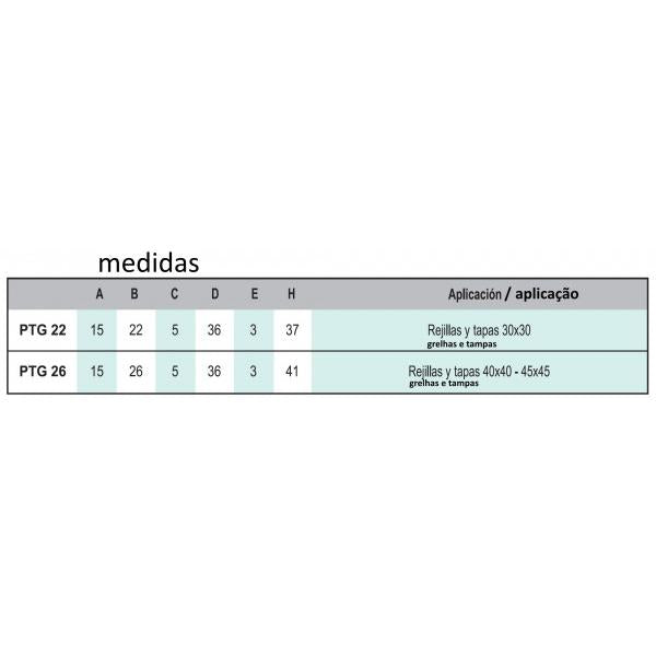 Perfil aro/armação PTG para tampas e grelhas