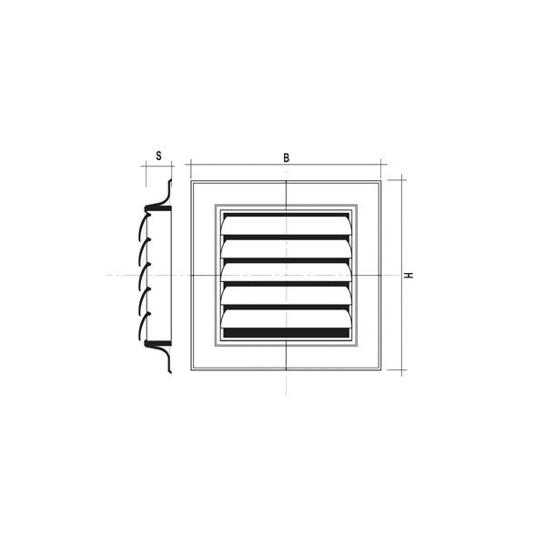 Grelha de ventilação Alhetas de Gravidade Tipo S em PVC